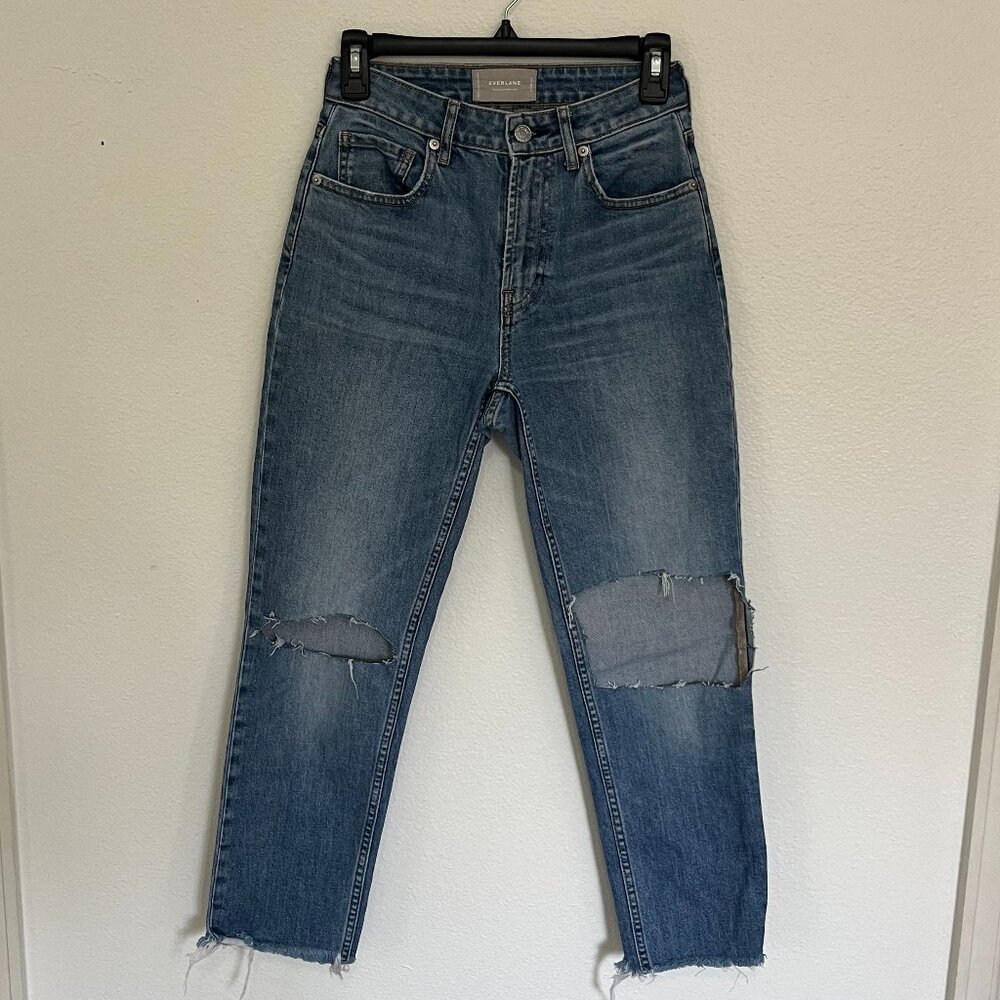 Everlane | The Curvy Cheeky Jean Straight Leg, Distressed, size 24 Regular